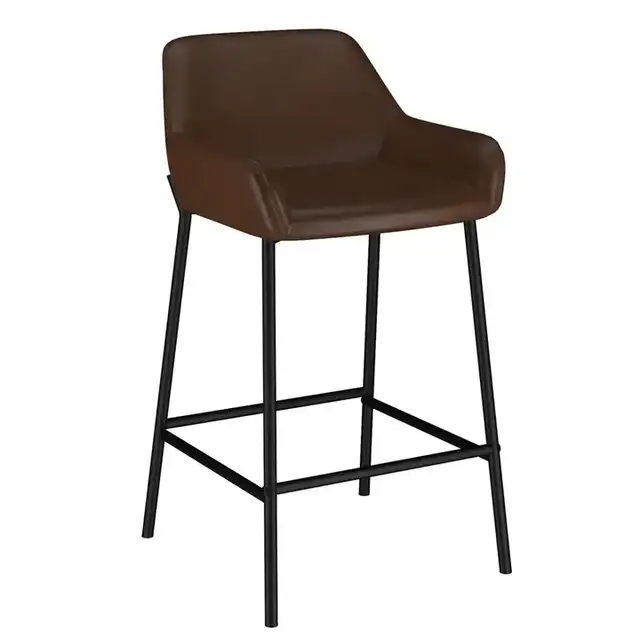 Baily 26" Counter Stool, Set of 2 in Brown PU and Black