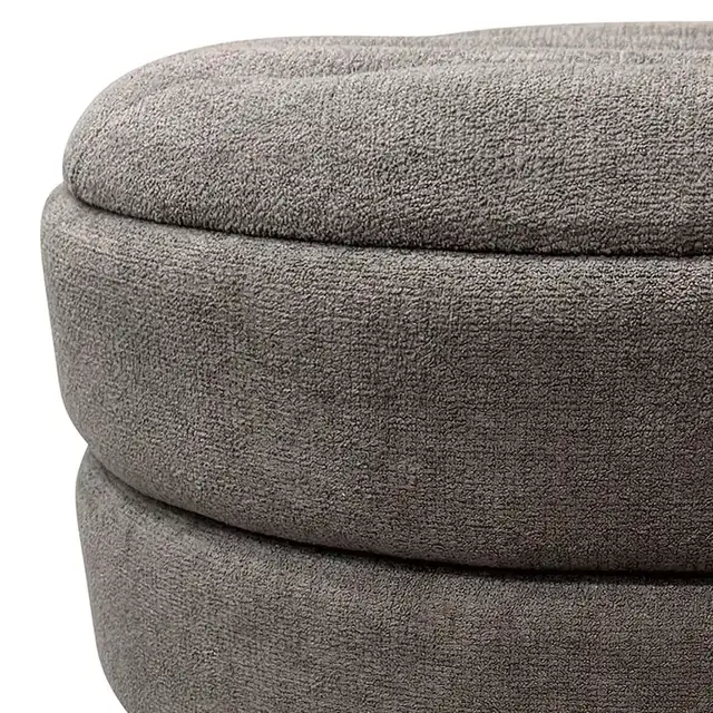 Kepler Round Storage Ottoman in Warm Charcoal