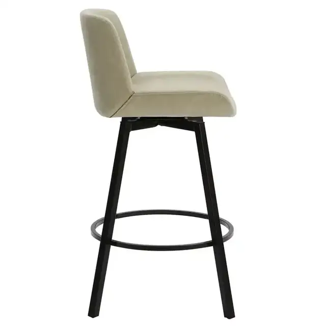 Fern 26" Counter Stool with Swivel, Set of 2 in Vintage Ivory PU and Black