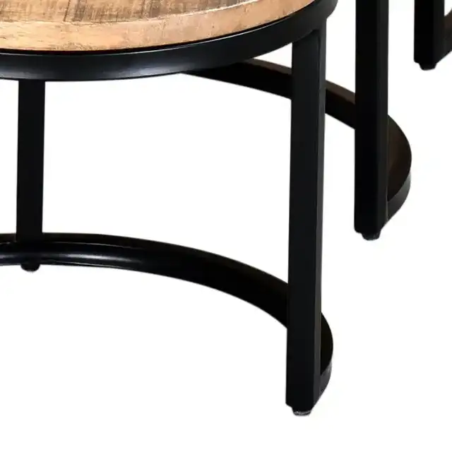 Darsh 3pc Round Coffee Table Set in Natural and Black