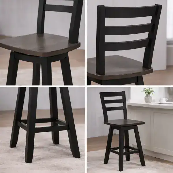 COUNTER STOOL, SET OF 2 - OAK/DARK GREY (OPEN BOX)