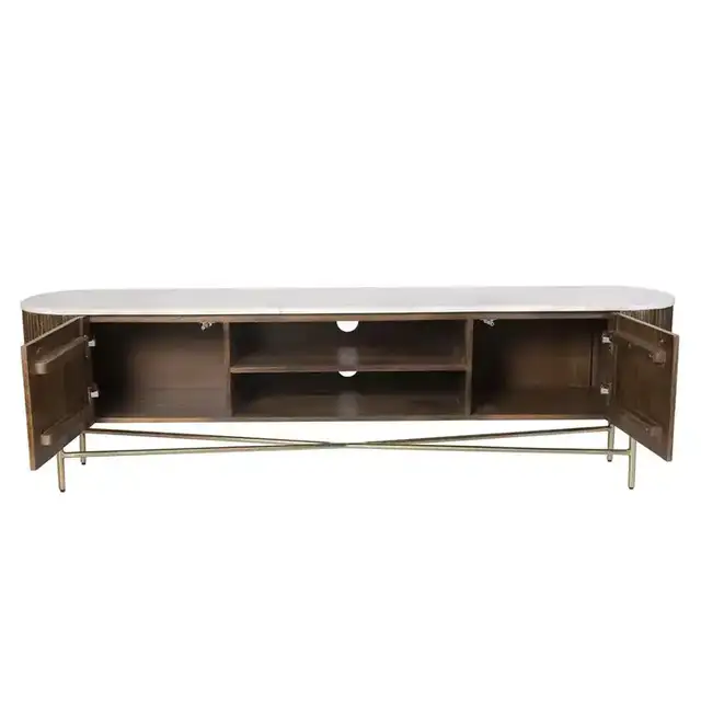Reyna Media Cabinet, 71" in Walnut and White