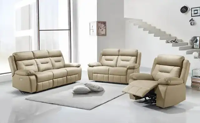 IF 8111 (Beige Leather Match) - 3Pc Power Recliner Set