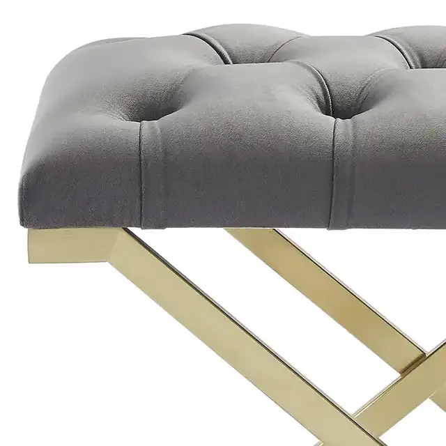 Rada Bench in Grey and Brushed Gold