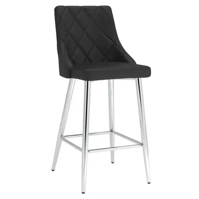 Devo 26" Counter Stool, Set of 2 in Black and Chrome