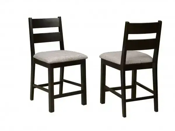 COUNTER STOOL, SET OF 2 - BLACK/DARKOAK