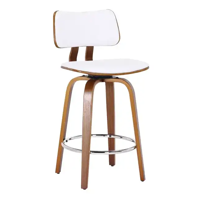 Zuni 26" Counter Stool with Swivel, PU in White PU and Walnut