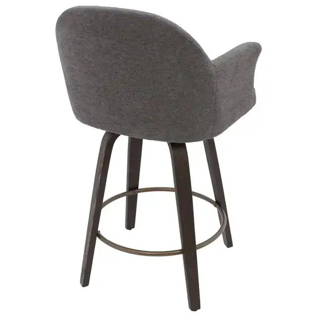 Torra 26" Counter Stool with Swivel, Set of 2 in Warm Charcoal and Dark Walnut