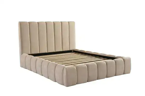 KING BED FRAME - BEIGE