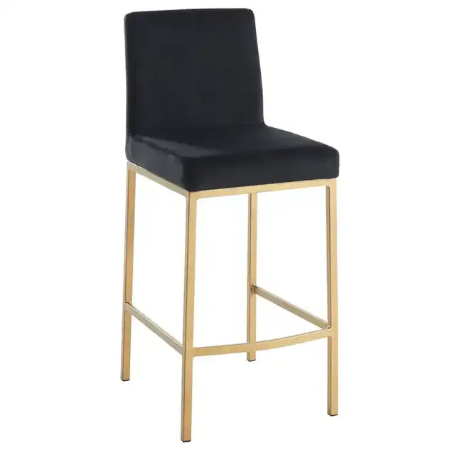 Diego 26" Counter Stool, Set of 2 in Black and Aged Gold