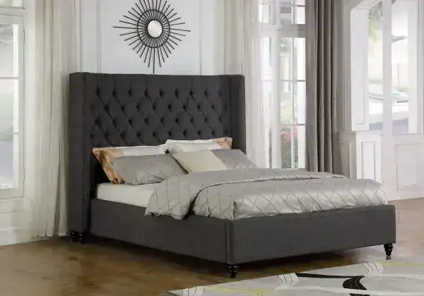 KING PLATFORM BED - GREY