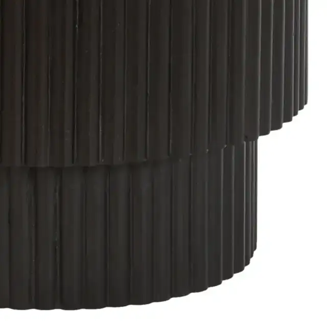 Reyna Round Accent Table with Storage in Black and White