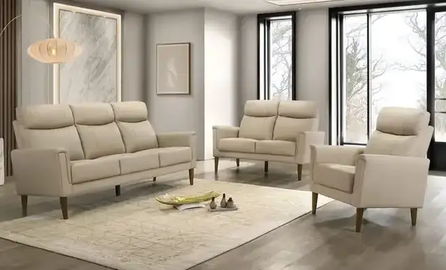 IF 8012 (Beige Leather Match) - 3Pc Sofa Stationary Set