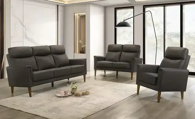 IF 8011 (Brown Leather Match) - 3Pc Sofa Stationary Set