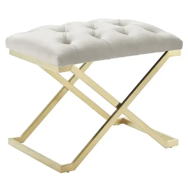 Rada Bench in Ivory and Brushed Gold