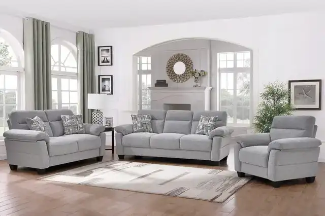 IF 8025 (Grey) - 3Pc Sofa Stationary Set