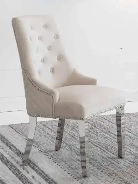 C 1253 - Chair (Creme Velvet) — 1 Chair