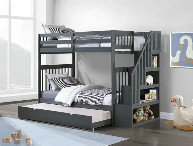 B 1846 - 39"/39" Bunk (Grey)(Reversible stairs)