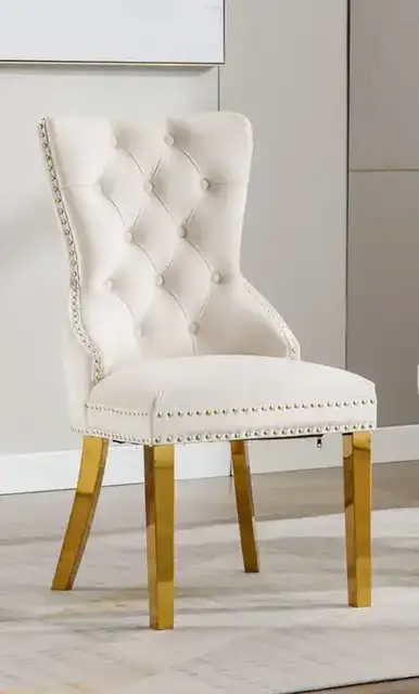 C 1453 - Chair (Creme Velvet) — 1 Chair
