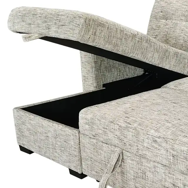 Draga Sofa with Reversible Chaise & Bed & Storage in Beige