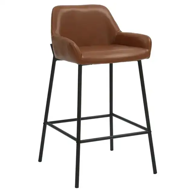 Baily 26" Counter Stool, Set of 2 in Saddle PU and Black