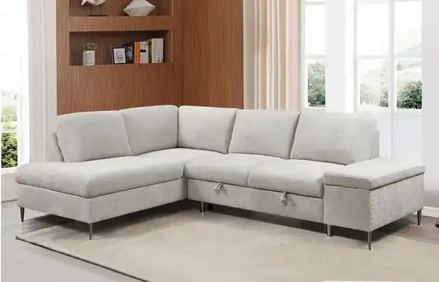 IF 9023 - LHF Sofabed Sectional (Grey Boucle)