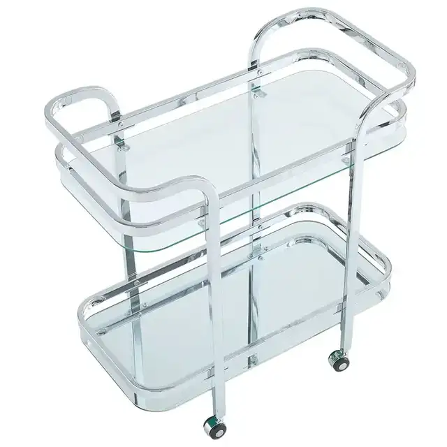 Zedd 2-Tier Bar Cart in Chrome