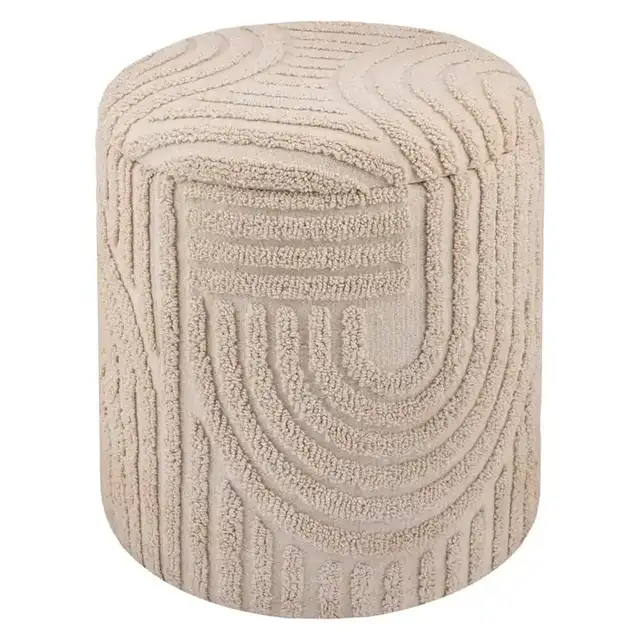 Lullu Round Storage Ottoman in Beige