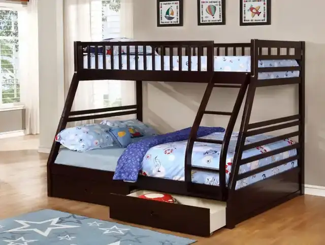 B 117 Single/Double Bunk Bed (Includes Set of Drawers) - Espresso