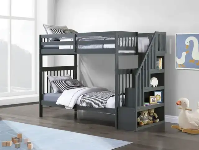 B 1846 - 39"/39" Bunk (Grey)(Reversible stairs)