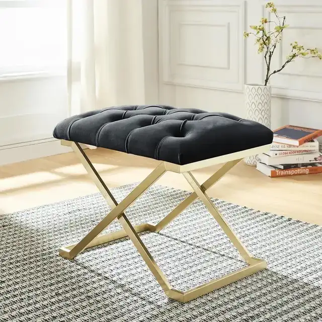 Rada Bench in Black and Brushed Gold
