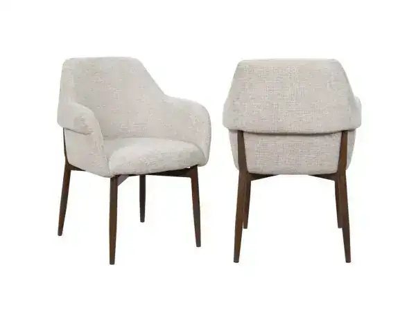 DINING CHAIR WALNUT/BEIGE — 1 Chair