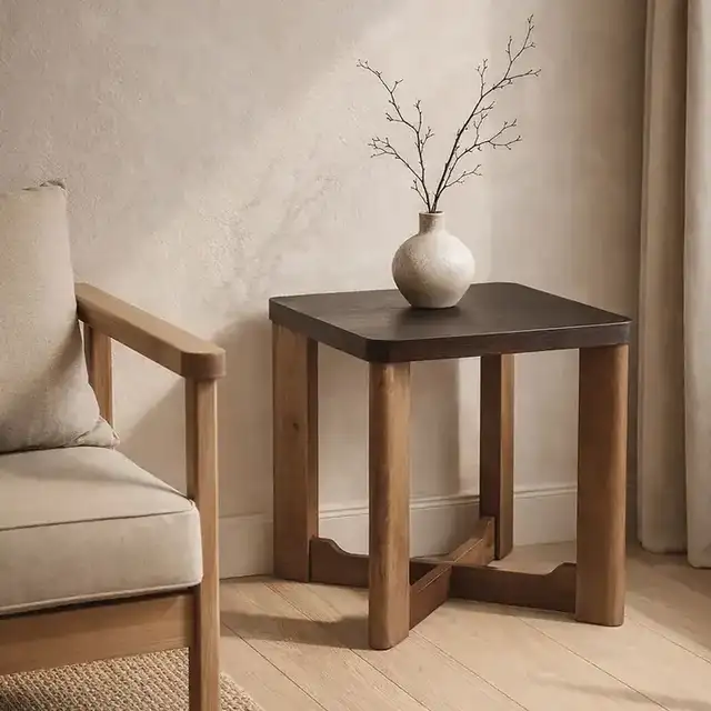 Merano Square Accent Table in Mocha and Walnut