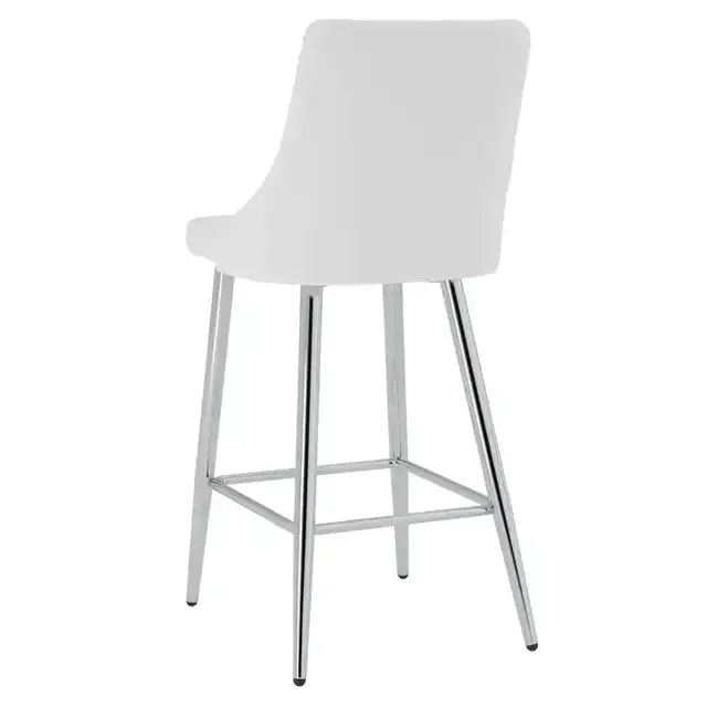 Devo 26" Counter Stool, Set of 2 in White and Chrome
