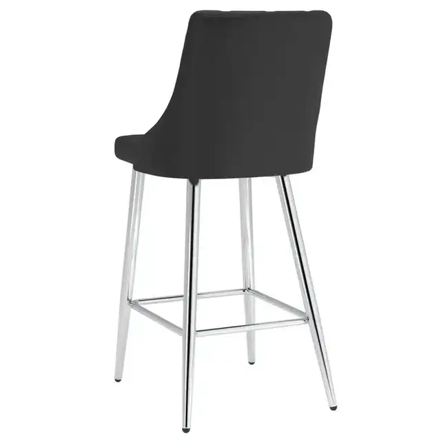 Devo 26" Counter Stool, Set of 2 in Black and Chrome