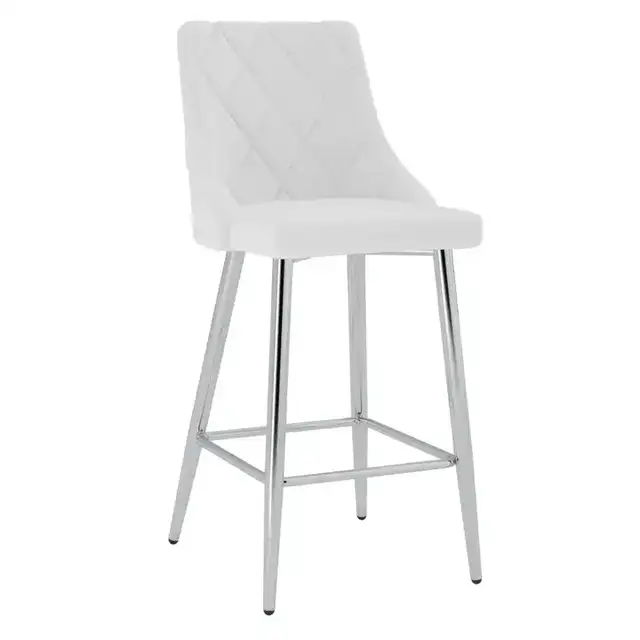 Devo 26" Counter Stool, Set of 2 in White and Chrome
