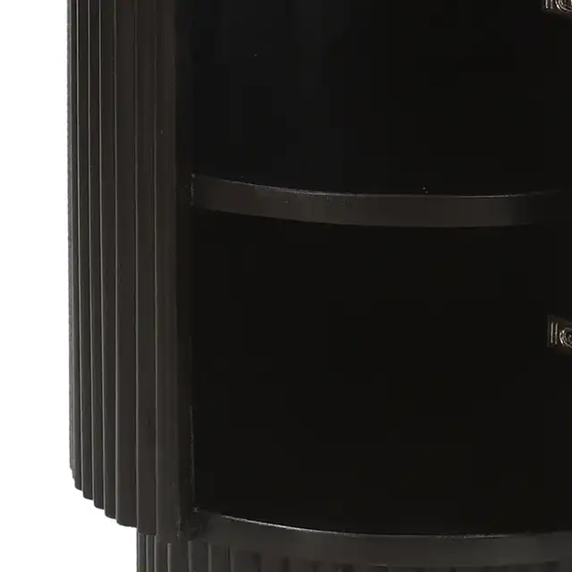 Reyna Round Accent Table with Storage in Black and White