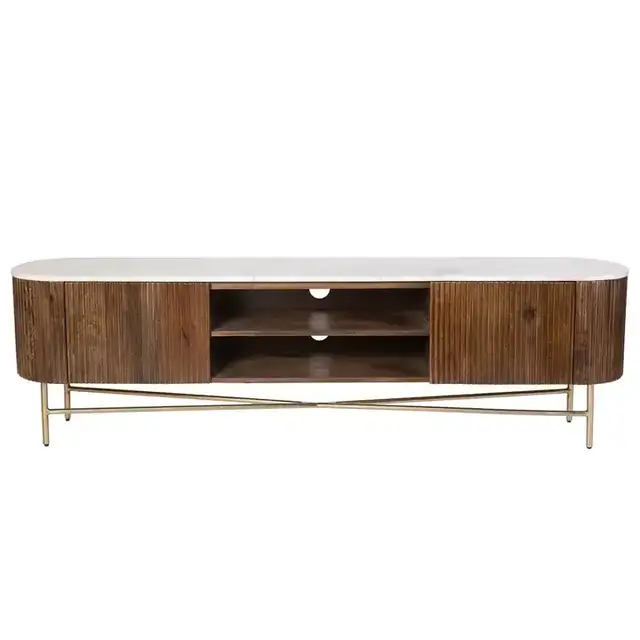 Reyna Media Cabinet, 71" in Walnut and White