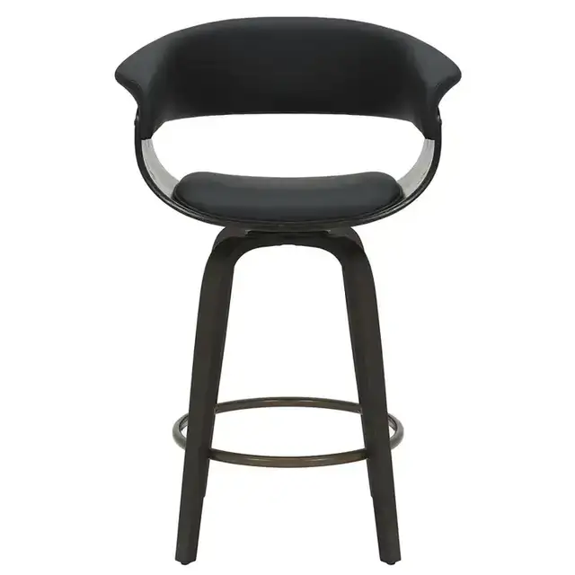 Holt 26" Counter Stool with Swivel, Set of 2 in Black and Walnut