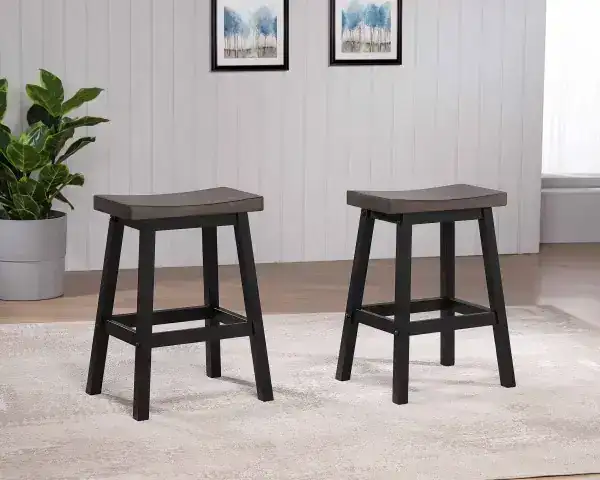 COUNTER STOOL, SET OF 2 - OAK/DARK GREY