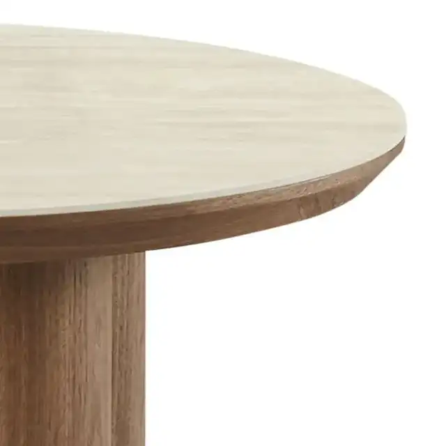 Seaton Round Coffee Table in Walnut and Travertine
