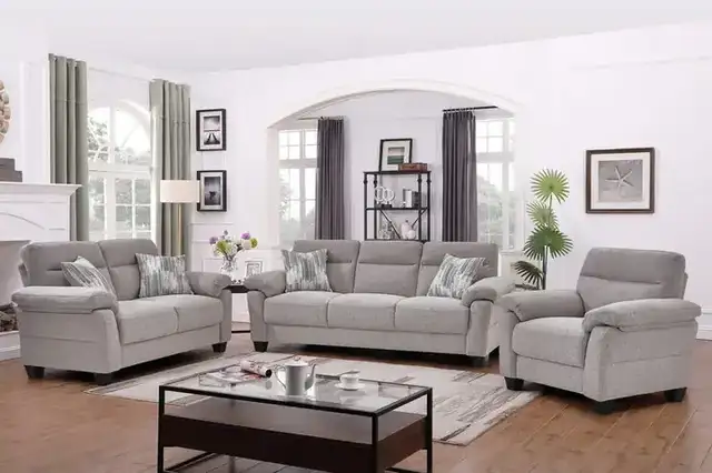 IF 8026 (Greige (Grey/Beige) - 3Pc Sofa Stationary Set