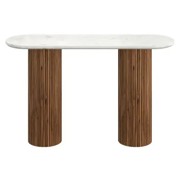 Jilsa Console Table, 50" in Walnut and White
