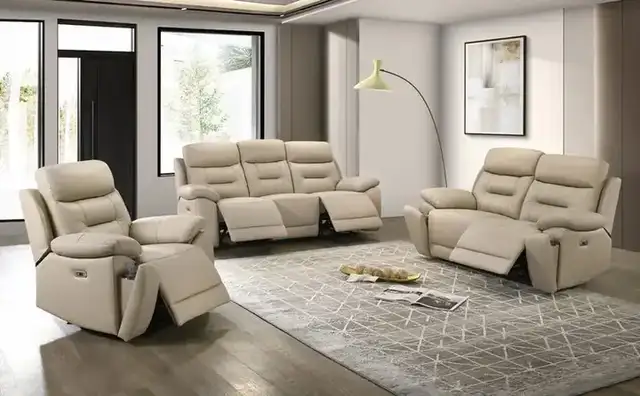 IF 8162 (Cream Leather Match) - 3Pc Power Recliner Set