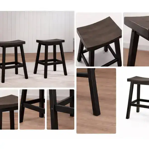 COUNTER STOOL, SET OF 2 - OAK/DARK GREY - (OPEN BOX)