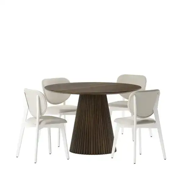 5-PIECE DINNG SET - WALNUT / WHITE WASH