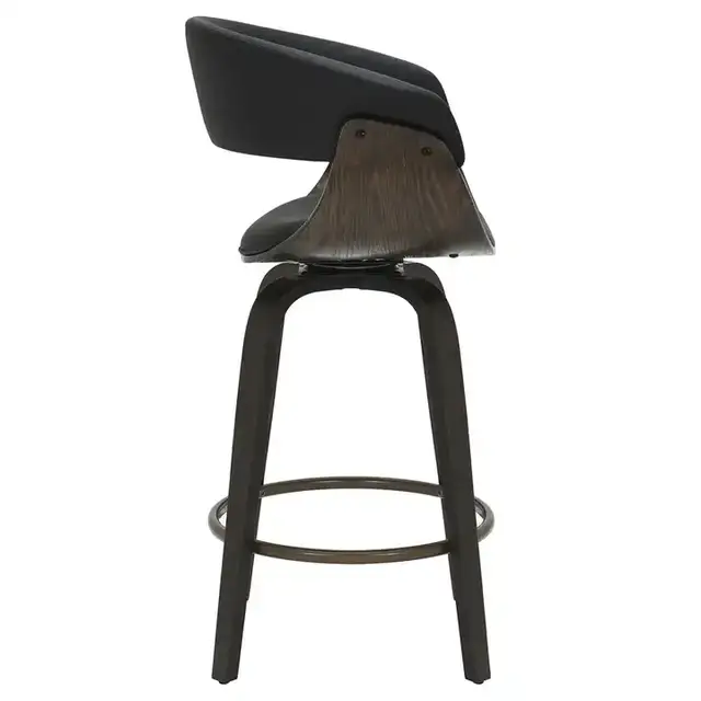 Holt 26" Counter Stool with Swivel, Set of 2 in Black and Walnut