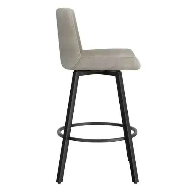 Fern 26" Counter Stool with Swivel, Set of 2 in Grey Fabric and Black