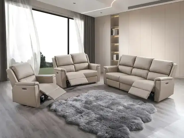 IF 8150 (Stone PU) - 3Pc Power Recliner Set