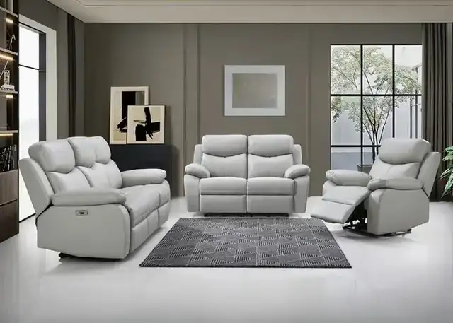 IF 8130 (Light Grey Leather Match) - 3Pc Power Recliner Set